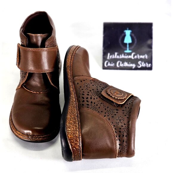 Spring Step Women's Brown Leather Souzala Cutout Strap Ankle Boots Sz 8.5 343 - Picture 11 of 16